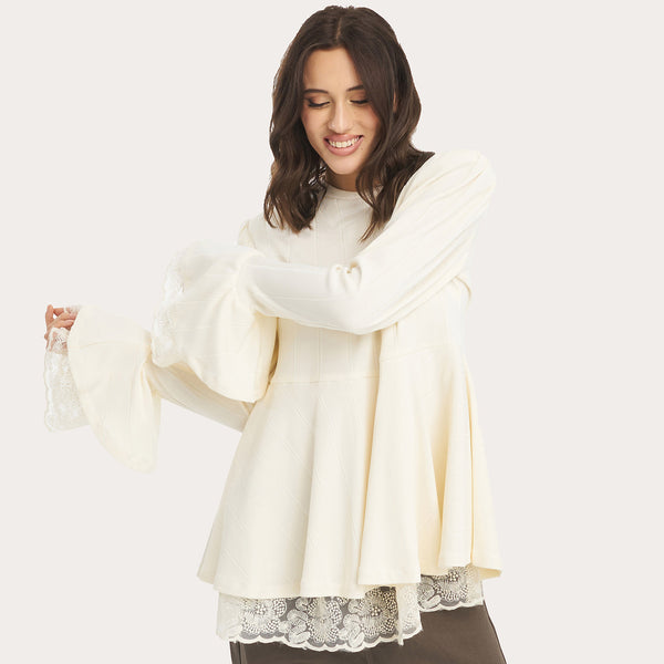 <span class="grassetto"> T-SHIRT </span> Peplum Panna